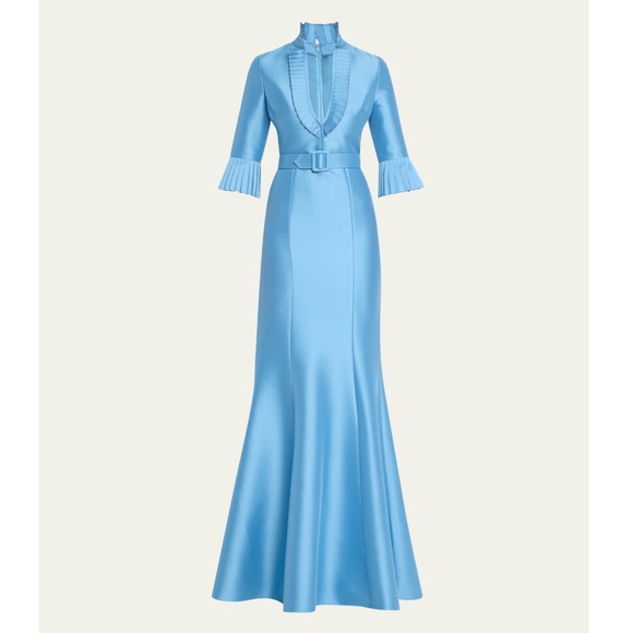 Badgley Mischka Dresses & Skirts - BADGLEY MISCHKA Pleated-Trim Trumpet Mikado Gown NWT Size 12